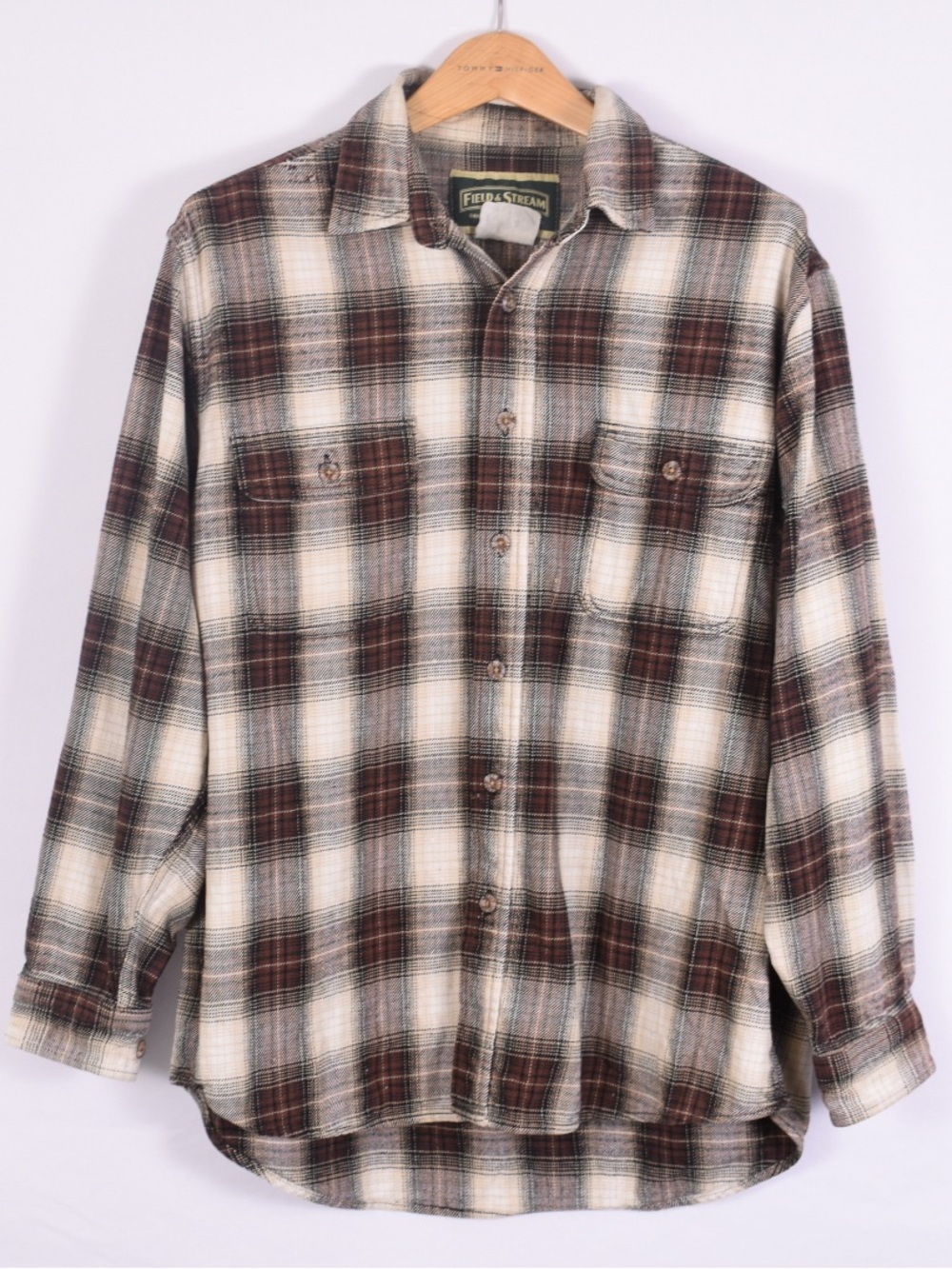 Field & Stream Men's Plaid Button-Down in Brown and Cream